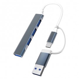 HUB USB 3.0 USB + ADAPTATEUR TYPE C - GRIS