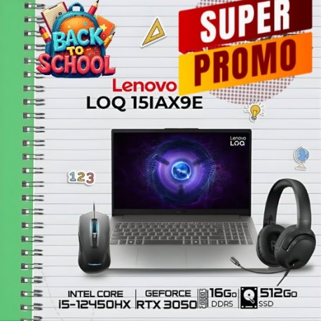 Lenovo LOQ 15IAX9E – Pc Portable Gamer i5 12 Gén RTX 3050 16Go 512 SSD