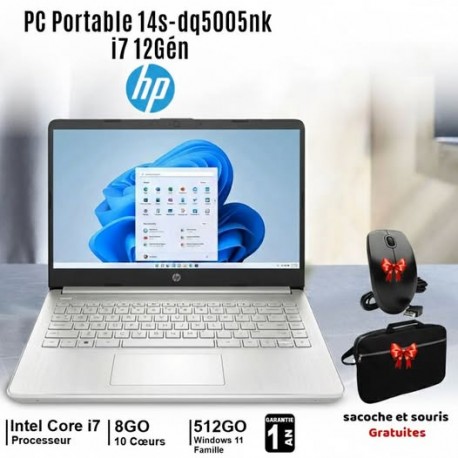 PC Portable HP 14s-dq5005nk i7 12Gén 8Go 512Go SSD Windows 11