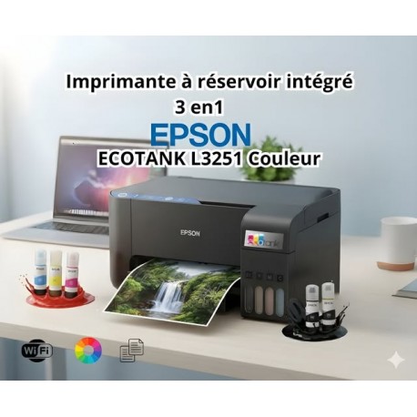 Imprimante EPSON ECOTANK L3251 à Réservoir Intégré 3En1 Wifi Couleur