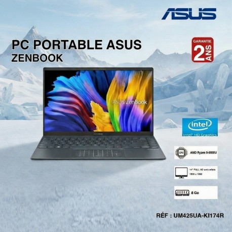 PC Portable ASUS ZenBook / AMD Ryzen 5 / 8Go / 512Go SSD - Gris