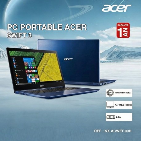 Pc Portable ACER Swift 3 i5 SF314-511 8 Go - Bleu (NX.ACWEF.00H)