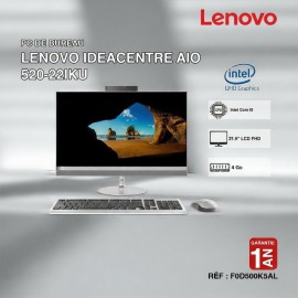 PC De Bureau LENOVO Ideacentre AIO 520-22IKU / i3 / 4 GO / silver